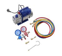 Pompe à vide pour climatisation, 1/4HP Pompe à vide avec 3 tuyaux et manomètre, pompe à dépression, climatisation pour voiture et service de climatisation, 180 W 150 microns
