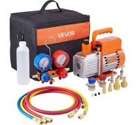 Pompe à vide VEVOR 113 L/min, mono-étagée, pompe à vide d'air HVAC à palettes, kit manomètre de distribution de réfrigérant A/C, avec détecteur de fuites, sac de transport, pour réfrigérant R134a R22
