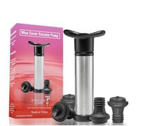 Pompe à Vin Inox sous Vide + 4 Bouchons Vin | Pompe à Vide Réutilisable pour Conservation du Vin | Bouchon Bouteille, Idée Cadeau