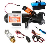 Pompe broyeur portable 12 V pour véhicule récréatif, pompe à déchets, aspiration 12 GPM, levage de 0,9 m avec port de décharge de tuyau d'arrosage, pompe à eaux usées