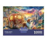 Pompe Carrosse Puzzle 1000 Pièces Adultes Et Enfants Dès 14 Ans Château du Cavalier Chien Puzzle Adulte Jeu Éducatif Challenge Toy Jeu Relaxant 70x50cm/1000pcs