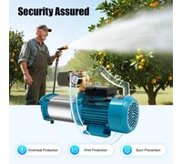 Pompe centrifuge en acier inoxydable 1300W, pompe à eau d'irrigation à haut débit pour ferme/jardin/maison, stimulation de l'eau Bleu