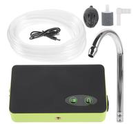 Pompe D’oxygénation Portable Trois-en-Un pour Pêche et Aquarium | Aspiration D’eau Mains sans Effort, Charge USB, Lumière LED Triple, ABS Vert, Usage Bassin Extérieur