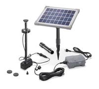 Pompe de bassin alimentée à l’énergie solaire esotec, avec panneau solaire, batterie et éclairage LED, débit de 160 l/h, hauteur de refoulement de 50 cm, 101920