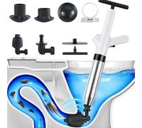 Pompe de débouchage haute pression pour toilettes à air comprimé avec 4 têtes interchangeables, pompe de nettoyage de canalisations pour toilettes, lavabos, canalisations