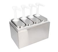 Pompe de Distributeur de Sauce, Distributeur de Pompe de Condiment D'acier Inoxydable pour la Sauce D'assaisonnement de Confiture de Salade, 1L(4 Pumps)
