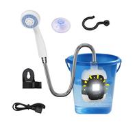 Pompe De Douche Camping,Pompe De Douche Rechargeable Avec Lumière LED Pour Randonnée - Batterie Haute Capacité 2200mAh, Équipement Portable Pour Activités Extérieures Jardin Plage