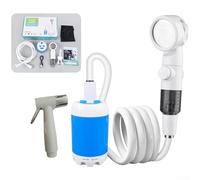 Pompe de douche électrique pour camping, randonnée, camping-car, bateaux avec batterie de 4000 mAh et trois réglages de débit réglables (B)