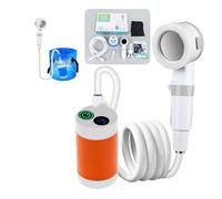 Pompe de douche portable pour camping en plein air, pompe de douche électrique rechargeable par USB, pompe l'eau du seau pour le camping, la randonnée, les (Version Orange Améliorée)