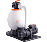 Pompe de filtration à sable VEVOR pour piscines hors sol, 400 mm, 18.000 l/h, 850 W Système de pompe de piscine et kit de filtration combiné avec vanne multivoies 6 voies et panier de filtration, pour