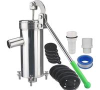 Pompe de puits Manuelle, Pompe à Jet d'eau Manuelle en Acier Inoxydable avec 5 cuves en Cuir, portée de pompage : 10 m/32,8 pi, Puissance d'aspiration et rendement élevé, pour Jardin, Cour,