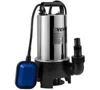 VEVOR Pompe de Relevage Eaux Chargées 1100 W Pompe d’Évacuation pour Eaux Chargées, 333,3 L/min Pompe Immergée Vide Piscine Cave Fosse Septique avec Adaptateur de Décharge pour Pomper Eaux Sales Usées
