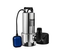 VEVOR Pompe de Relevage Eaux Chargées 1300 W Pompe d’évacuation pour Eaux Chargées, Pompe Pour Eaux Usées 333,3 L/min Pompe Immergée Vide PisCône Cave