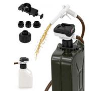 Pompe de transfert Carburant 15L/min électrique universelle avec Auto-Stop | Compatible avec Makita 18-20V, tuyau PVC 130 cm, 4+1 adaptateurs, pour groupe, voiture, bateau, moto, batterie non incluse