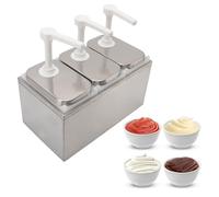 Pompe distributrice de sauce, tête de pression rotative, pot amovible, station de bouteille de condiments en plastique et en acier inoxydable, distributeur de sauce pour ketchup, (Pompe triple 2L)