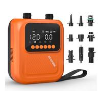 Pompe Électrique Sup 20 PSI, Alimenté par 12V DC de Voiture, Arrêt Automatique et Double Écran Numérique, Gonfleur/Dégonfleur Électrique avec 7 Embouts pour Paddle, Kayak, Matelas et Tente