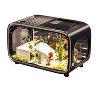 Pompe et Filtre intégrés, Piscine en Verre 24x17x29 cm, 8 litres, Blanc, Piscine de Poisson pour Aquatiques, Ensemble Complet d'aquarium avec éclairage LED, réservoir Nano pour la Maison ou Le
