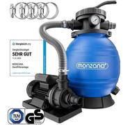 MONZANA® Pompe filtre à sable 10,2 m³ auto-amorçante pour piscines jusqu'à 35 m³ certifié TÜV vanne 7 voies raccord 2en1 Ø32-38mm système de filtration à sable