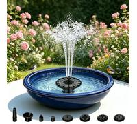 Pompe Fontaine Solaire 2.5W - Panneau Monocristallin - 6 Jets d’Eau Différents -Bain d’Oiseaux et Petite Cascade - Écologique