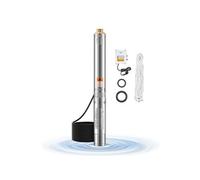 VEVOR Pompe immergée pour puits profond, 1100 W puissance d'entrée, pompe à eau en acier inox, débit 65 L/min, hauteur de 85 m, avec cordon 20 m, boîtier de commande externe, IP68, pour maison, irriga