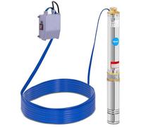 hillvert Pompe Submersible Pompe À Eau Immergée HT-ROBSON-SP550-80 (Débit De 3 000 l/h, 550 W, Hauteur De Refoulement 80 m, Pour Forages ø 100 mm, Boîtier De Commande Compris)