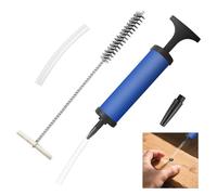 Pompe Manuelle Soufflette,Nettoyage Pompe Soufflage,Pompes de Forage Manuelles,Idéal pour Enlever la Poussière des Trous Percés,Longueur du Tuyau 10 cm,Bleu,avec buse et Tuyau
