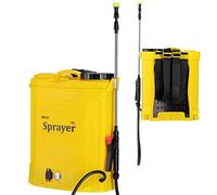 Pompe nébuliseur d'épaule pulvérisatrice d'alimentation à batterie 12 Ah rechargeable, capacité 16 l, pression 2 - 3 bar, tige nébuliseur en acier, bretelles rembourrées et 3 buses de pulvérisation