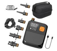 Pompe Paddle Electrique,Pompe à air électrique Rechargeable 20PSI Gonfleur Sup, avec 1 Ports USB lumières LED et 6 Buses Gonflage en Deux étapes Pompe à air sans Fil pour Kitesurf, Tente, Matelas