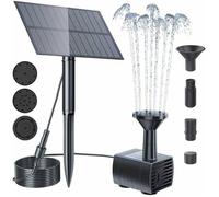 Pompe Solaire de Fontaine 15W 150LH Pompe a Eau de Fontaine Solaire Avec Panneau Solaire Avec 4 buses pour Bassin Jardin PZCC