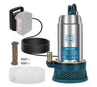 Pompe submersible compatible avec batterie Makita 18 V (pas de batterie) - Pompe à eau sans fil 5000L/H avec tuyau de 10 m, câble de connexion de 5 m - Idéal pour piscine, lit à eau, arrosage du