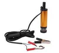 Pompe submersible de transfert d'huile électrique 12 V - Corps en acier inoxydable robuste avec filtre intégré - Cordon d'alimentation de 3 mètres et pinces de batterie pour le