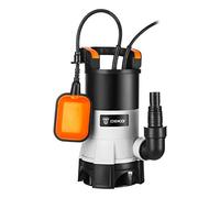 Pompe Submersible DEKO 400W 8000L/H, Pompes Portable à Eau pour Vidanger une Piscine, Pompe de relevage pour Eau Claire et Eau Sale pour Étang de Jardin, Piscines et Fossés + Interrupteur Flottant