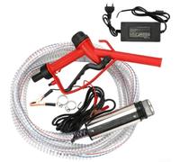 Pompe submersible électrique 12 V 24 V 220 V pour huile, eau, diesel, haut débit 30 l, corps en acier inoxydable, entrée de 51 mm avec tuyau de 4 m, design portable pour ferme et chantier (argent, 220