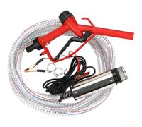 Pompe submersible électrique 12 V 24 V 220 V pour huile, eau, diesel, haut débit 30 l, corps en acier inoxydable, entrée de 51 mm avec tuyau de 4 m, design portable pour ferme et chantier (argent, 24
