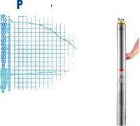 Pompe submersible pour puits profonds, débit maximal jusqu'à 9,8 m³/h, hauteur maximale de refoulement jusqu'à 144 m, 1500W Intégré, EU, 1500W Intégré, EU