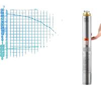 Pompe submersible pour puits profonds, débit maximal jusqu'à 9,8 m³/h, hauteur maximale de refoulement jusqu'à 144 m, 370W Intégré, EU, 370W Intégré, EU