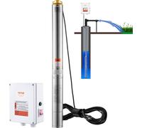 Pompe submersible pour puits profonds VEVOR, 2200 W, 230 V, débit de 9,8 m³/h, hauteur de refoulement de 144 m, avec câble de 19,4 m et boîtier de commande externe, pompes à eau en acier inoxydable po