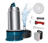 Pompe Submersible Sans Fil Compatible avec Batterie Makita 18V, 5000L/H | Pompe à Eau avec Hauteur de Refoulement 16M, Tuyau 10M, Câble 5M pour Jardin, Étang, Piscine, Lit à Eau (Sans Batterie)