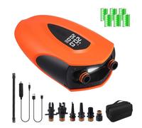 Pompe SUP avec batterie 12 000 mAh, 20 psi, électrique, haute pression, avec 6 buses pour gonfler/dégonfler, 12 V CC Smart Auto-Off pour planches de stand up paddle, cerf-volant, tente, matelas