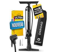 Pompe Vélo à Pied on-AIR avec Manomètre, Toutes Valves | Presta/SV, Schrader/AV, Dunlop/DV