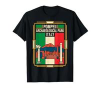 Pompéi Drapeau Italie Archéologique Mont Vésuve Rétro T-Shirt