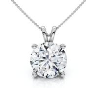 Pompéi Pendentif diamant solitaire en or 14 carats cultivé en laboratoire Collier de 45,7 cm (EF,VS), 18", Or jaune, Diamant synthétique