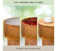 Blumfeldt Brasero Extérieur pour Jardin et Terrasse, Portable, Couvercle Pare-Étincelles, Bol en Acier, BBQ Circulaire avec Foyer Camping, Brûleur à Bois Résistant aux Intempéries