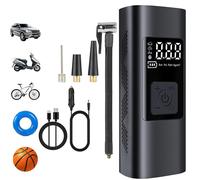 Pompes à vélo, Pompe à air électrique avec batterie 6000mAh, Pompe à vélo, Pompe à air à batterie avec manomètre/écran LCD numérique, avec SOS-LED
