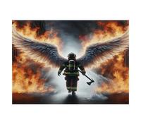Pompier Ailes Ange Puzzle, 1000 Pièces Jeu Intérieur Adulte | 38x26cm Carton, Exercice Mental, Ajustement Précis, Amateurs D'art, Réduction Du Stress