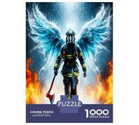 Pompier Ailes d'ange 1000 Pièces Coffret Puzzle Ange de feu héroïque Puzzle Voitureton Premium - Anti-Stress Déco, Cadeau Femmes Hommes Enfants, Développement Cognitif 52x38cm/1000pcs