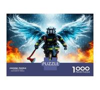 Pompier Ailes d'ange 1000 Pièces Puzzle Adultes Ange de feu héroïque Puzzle Voitureton Épais - Ultra Dur, Détente Créativité, pour Les Amis Adultes 52x38cm/1000pcs
