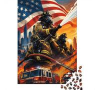 Pompier Camion Drapeau Puzzle, 1000 Pièces pour Adultes Haute Qualité | 70x50cm Carton, Exercice Mental, Coupe Précise, Amateurs D'art, Réduction Du Stress