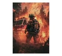 Pompier Camion Forêt 1000 Pièces Mini Puzzle pour Adolescents Relaxant | 70x50cm Papier Amateurs D'art Puzzle Assemblage Surface Lisse Décoration Salon