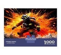 Pompier dans Les Flammes 1000 Pièces Puzzle Classique Courage héroïque Coffret Puzzle Voitureton Épais - Ados 12-18 Ans, Logique, pour Les Amateurs De Puzzles 70x50cm/1000pcs